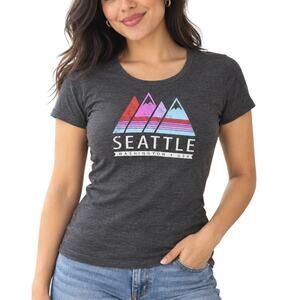 Seattle Washington Mountain Graphic T-Shirt Large Fitted PNW Tee